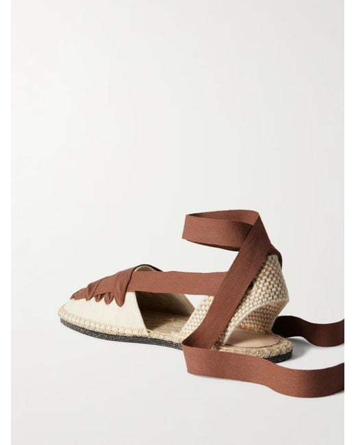 Loeffler Randall Brown Lace-Up Canvas Espadrilles