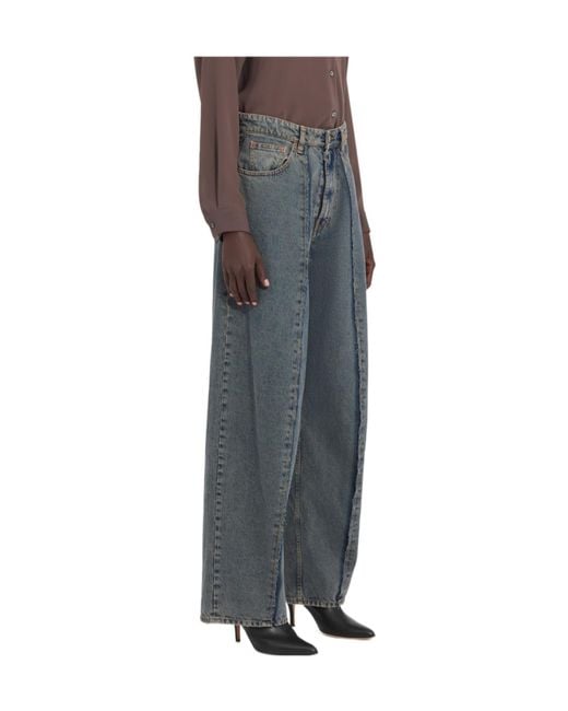 MM6 by Maison Margiela Gray Logo Patch Wide-Leg Jeans