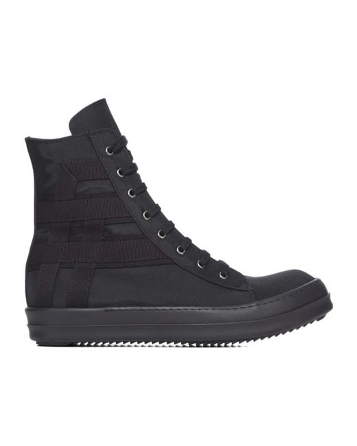 Rick Owens Black Lace-Up High-Top Casual Shoes for men
