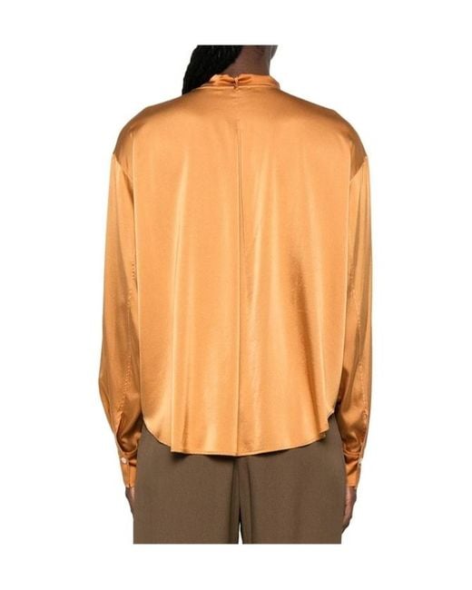 Forte_forte Orange Pussy-Bow Button-Down Shirt