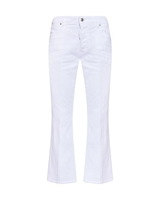 DSquared² White Bootcut High-Waist Cropped Trousers