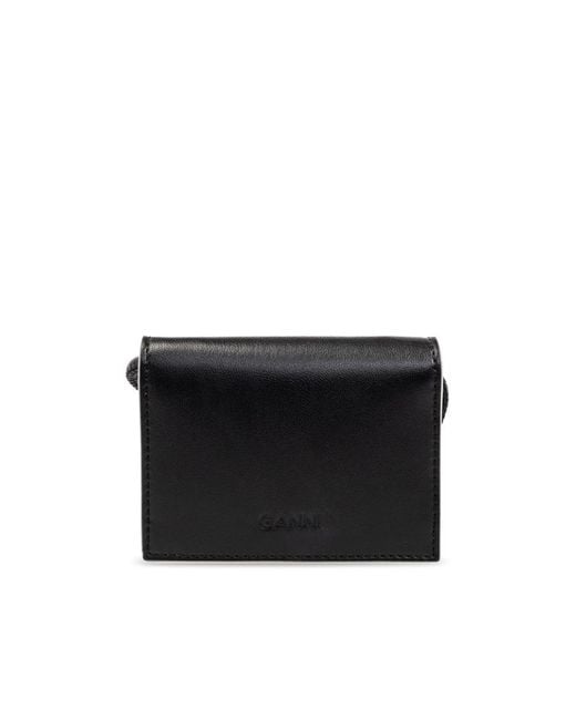 Ganni Black Bou Strapped Wallet