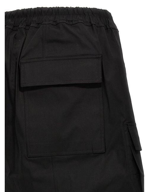 Rick Owens Black Drop-Crotch Drawstring Cargo Shorts for men