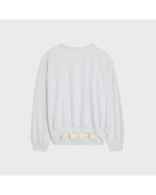 Céline White Wide Cotton Fleece Sweatshirt