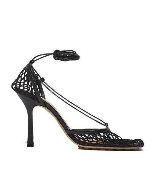 Bottega Veneta Black Stretch Leather-Trimmed Mesh Pumps