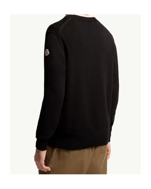 Moncler Black Logo Patch Crewneck Jumper for men