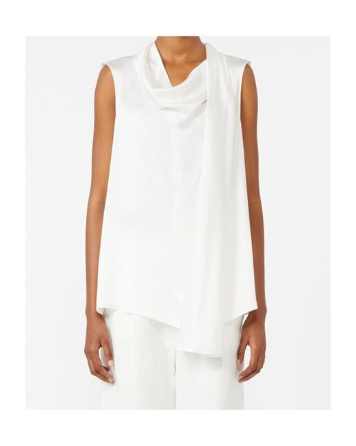 Max Mara White 'S Dry Draped Sleeveless Top