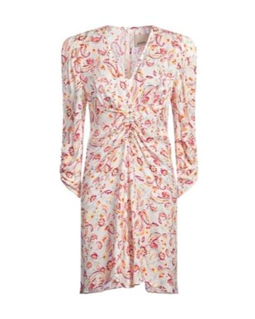 Isabel Marant Pink Floral Printed Cinched-Waist Dress