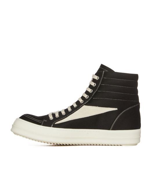 Rick Owens Black High-Top Lace-Up Sneakers