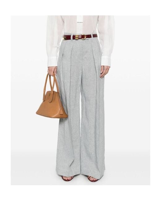 Brunello Cucinelli Gray Sparkling Sartorial Wide Trousers