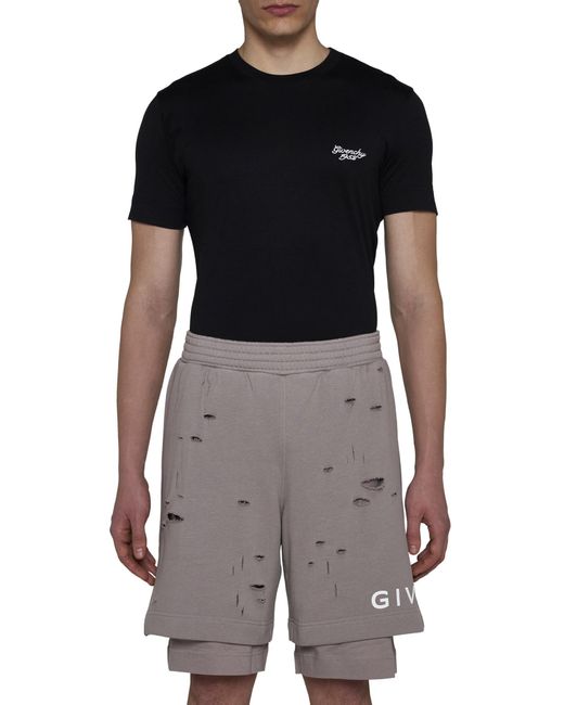 Givenchy Gray Destroyed Effect Bermuda Shorts for men