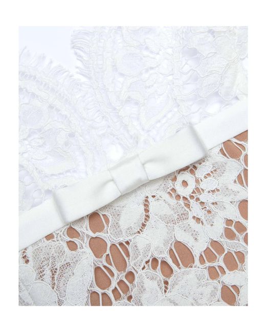 Self-Portrait White Floral Laced Midi Dress