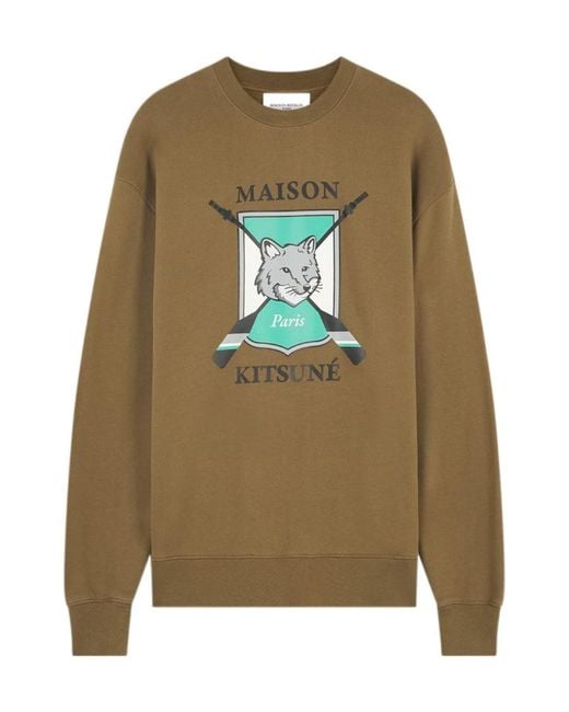 Maison Kitsuné Green Maison Kitsuné Fox Motif Crewneck Sweatshirt for men