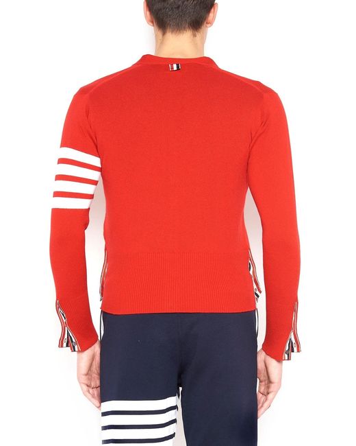 Thom Browne Red Long-Sleeved Sweater for men
