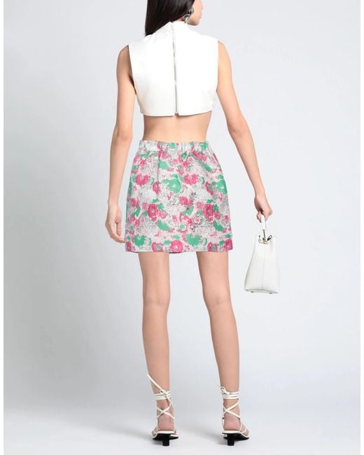 Ganni Green Floral Pocketless Midi Skirt