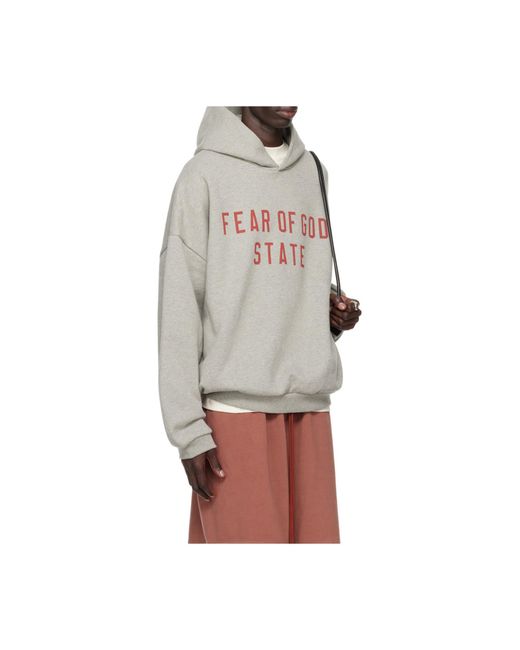 Fear Of God Gray Fleece Hooded Sweatshirt for men