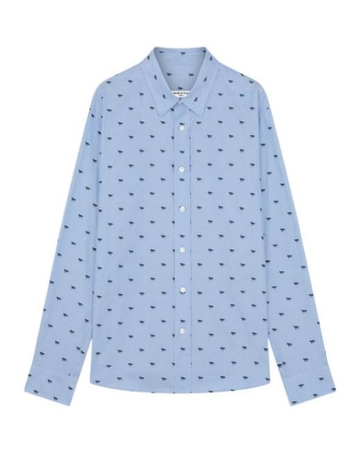 Maison Kitsuné Blue Maison Kitsuné Profile Fox Casual Shirt for men