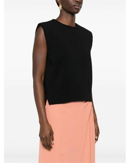 Forte_forte Black Crepe Cropped Blouse