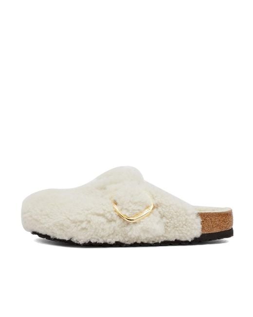 Birkenstock White Boston Big Buckle Clogs