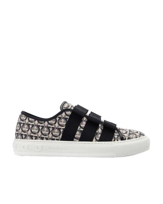 Ferragamo Black Gancini-Pattern Jacquard Sneakers