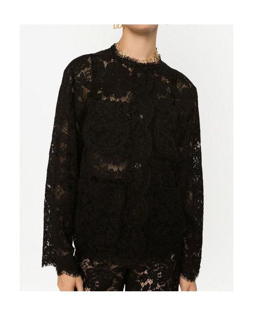 Dolce & Gabbana Black Single-Breasted Lace Jacket