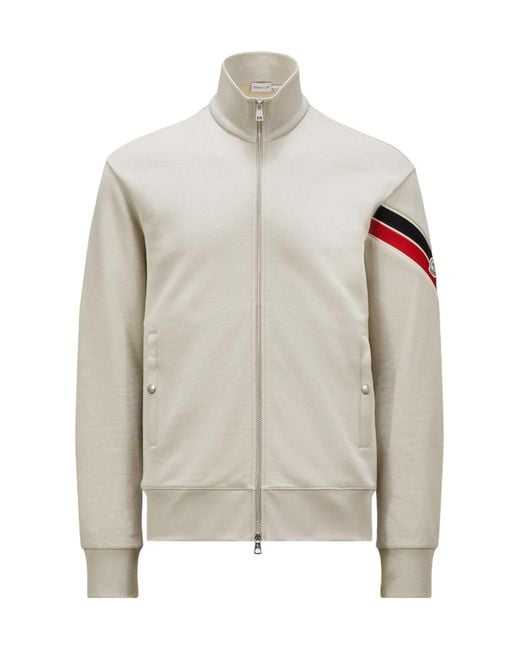 Moncler White Zip-Up High Neck Hoodie for men