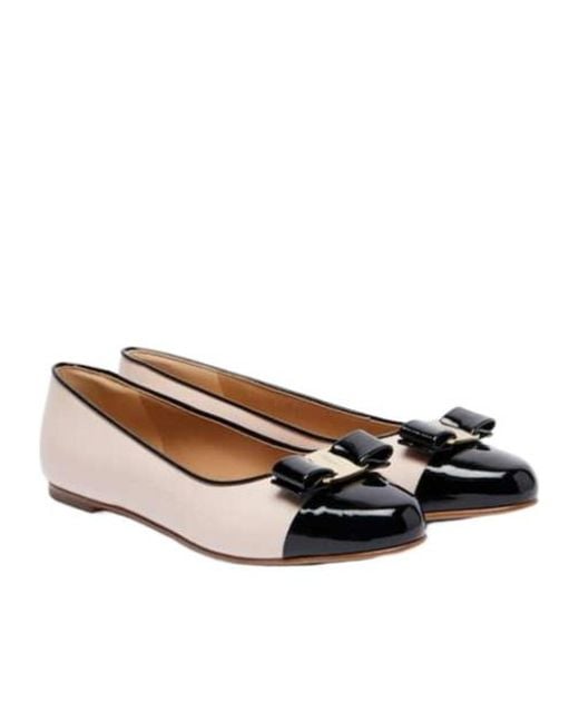 Ferragamo Natural Leather Ballet Flats