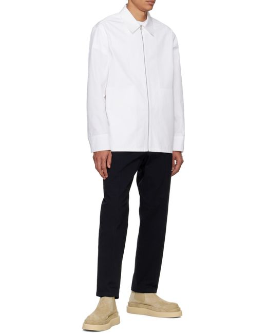 Jil Sander White Long Sleeved Zip-Up Shirt for men