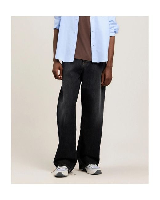 Palm Angels Blue Curved Logo Loose Jeans for men