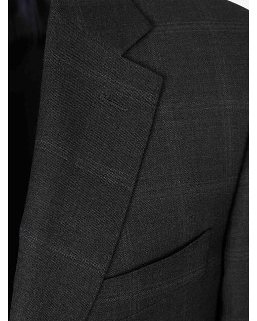Canali Black Check-Pattern Single-Breasted Suit for men