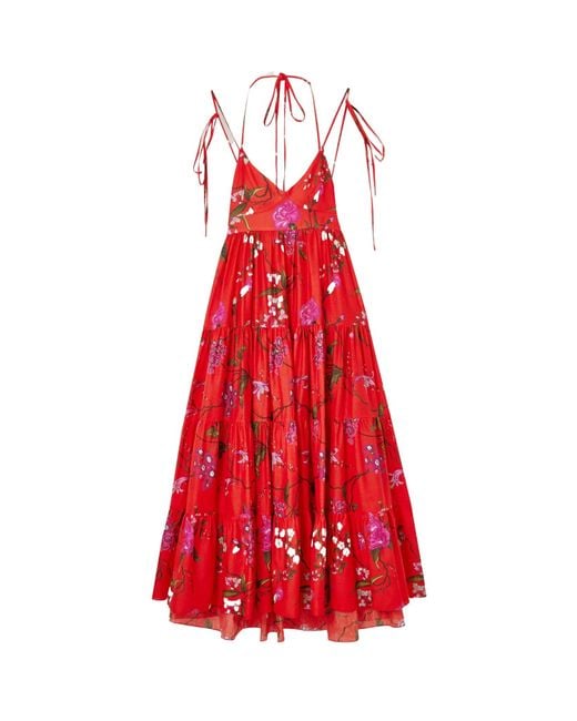 Erdem Red Floral Print Dress