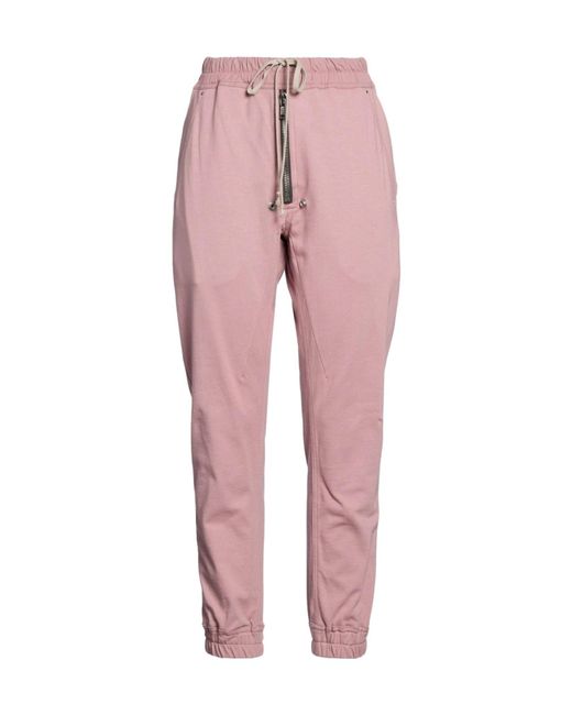 Rick Owens Pink Plain Colour Sweatpants