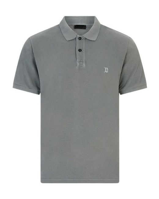 Dondup Gray Logo-Embroidered Polo Shirt for men
