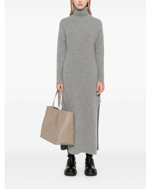 Golden Goose Deluxe Brand Gray High-Neck Ribbed-Knit Dress