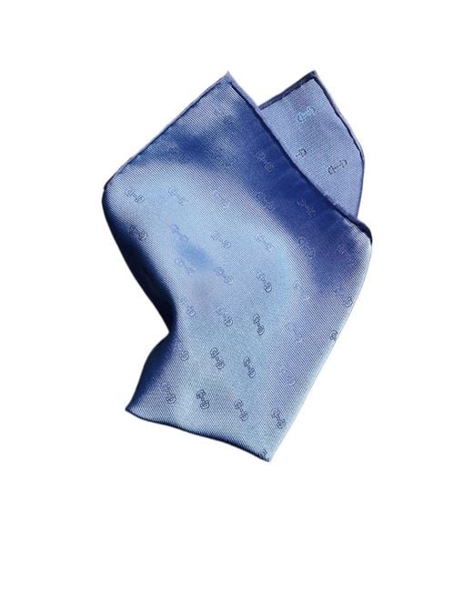 Gucci Blue Horsebit Silk Jacquard Pocket Square for men