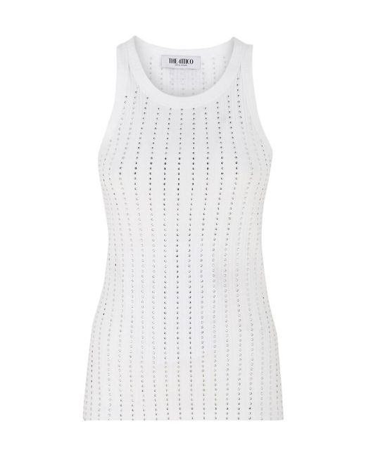 The Attico White The Jersey Ribbed Tank Top
