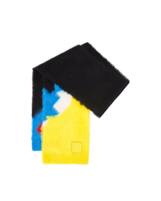 Loewe Blue Colour-Block Knitted Scarf