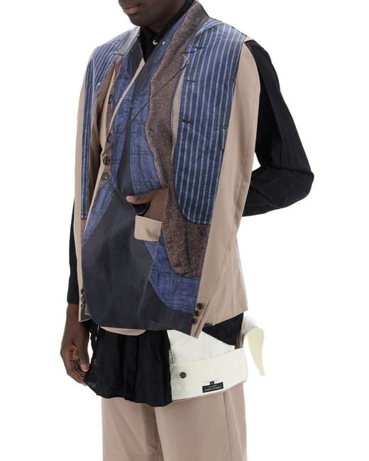 Comme des Garçons Blue Comme Des Garçons Homme Plus Trompe-L'Oeil Printed Long-Sleeved Blazer for men