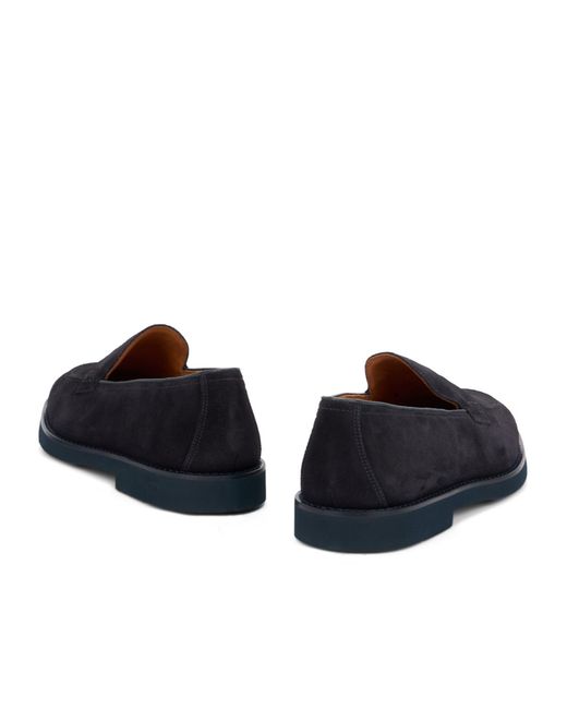 Doucal's Blue Suede Penny Loafers for men
