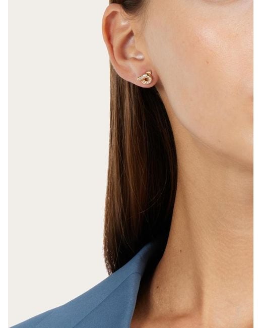 Ferragamo Metallic Ferragamo Gancini Embellished Polished Finish Earrings
