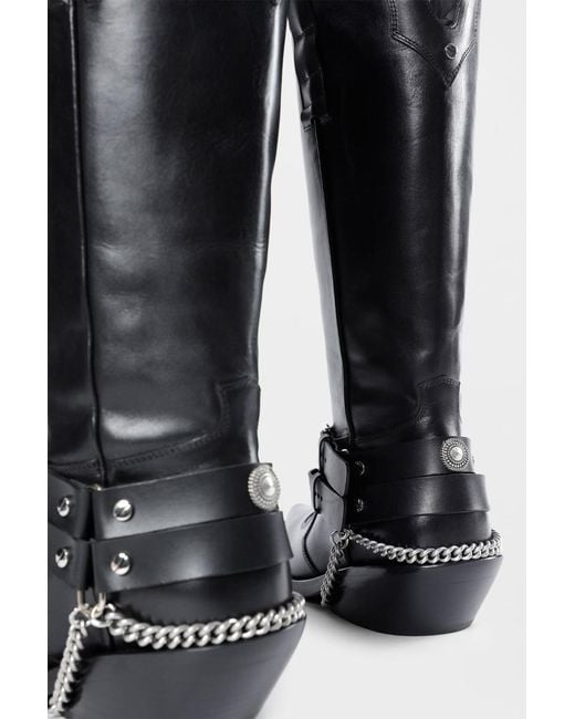 Ann Demeulemeester Black Finnbo Santiago Boots With Belts for men