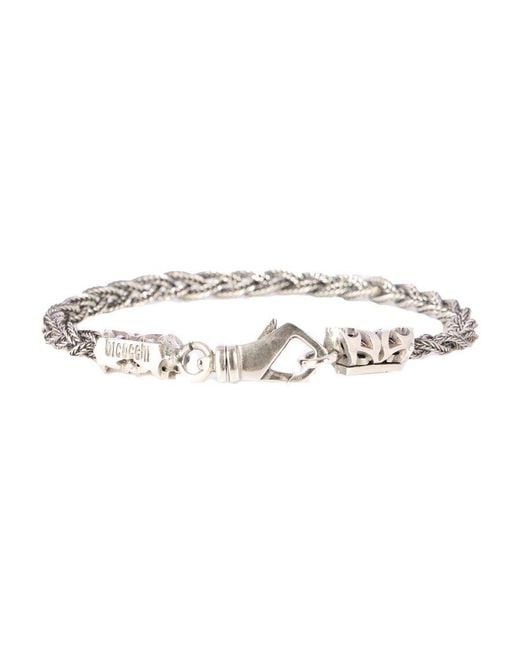 Emanuele Bicocchi White Tiny Braided Bracelet for men