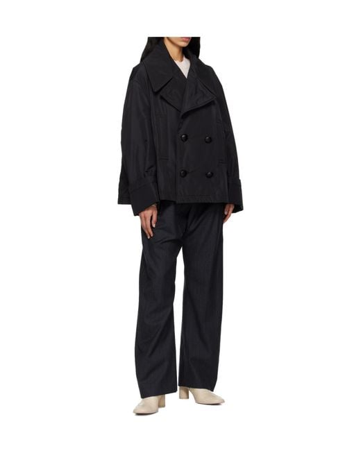 MM6 by Maison Margiela Black Double Breasted Long-Sleeve Casual Jacket