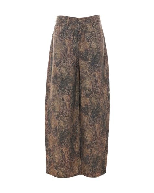 Liu Jo Brown Paisely Printed Wide Leg Trousers