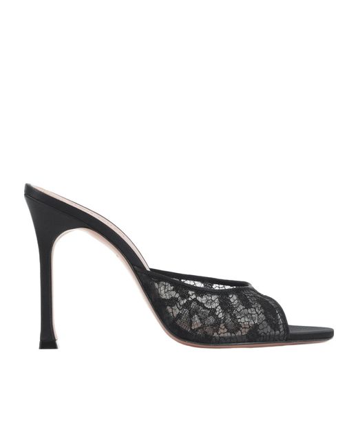 AMINA MUADDI Black Open-Toe High-Heeled Sandals
