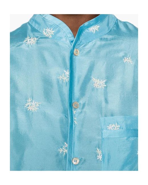 Forte_forte Blue Floral Chest-Pocket Shirt