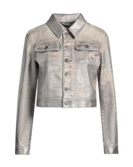 DIESEL Gray Solid-Colored Denim Jacket