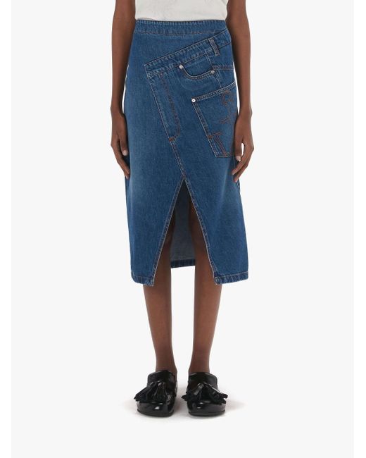 J.W. Anderson Blue Jw Anderson Logo Patch Twisted Midi Skirt
