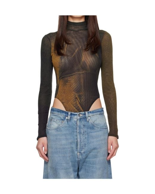 Jean Paul Gaultier Blue Open Back Printed Body