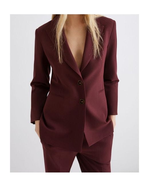 Marella Purple Viscose-Blend Canvas Blazer